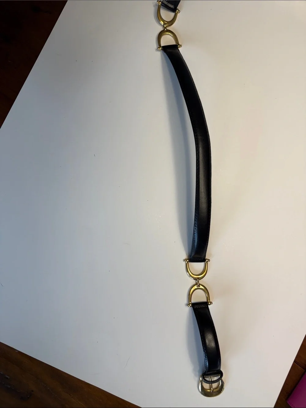 Black Leather Belt with Gold Hardware - Women's Accessory